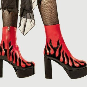 Lamoda Black / Red Eternal Flame Platform Boots